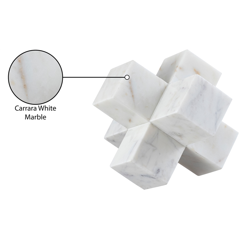 Meridian Furniture Jack White Marble Decorative Jack Object
