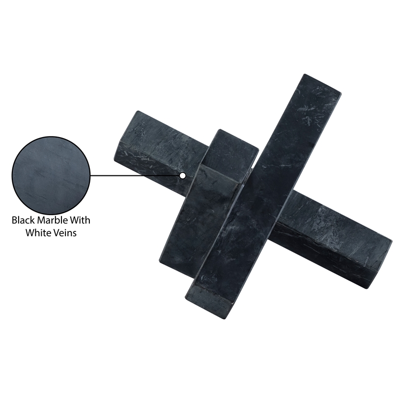 Meridian Furniture Stix Black Marble Decorative Object
