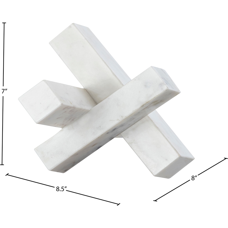Meridian Furniture Stix White Marble Decorative Object