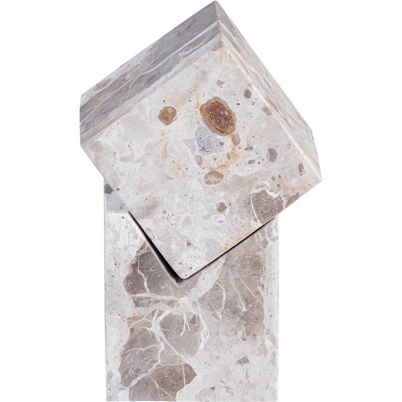Meridian Furniture Quad Beige Marble Decorative Cube