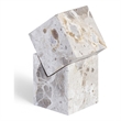 Meridian Furniture Quad Beige Marble Decorative Cube