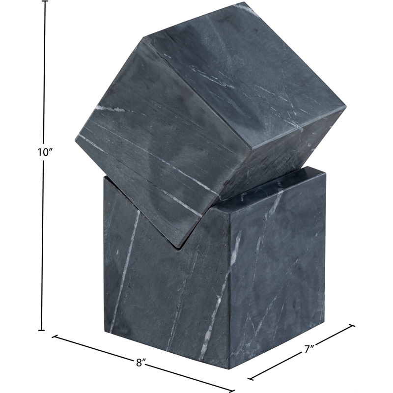 Meridian Furniture Quad Black Marble Decorative Cube