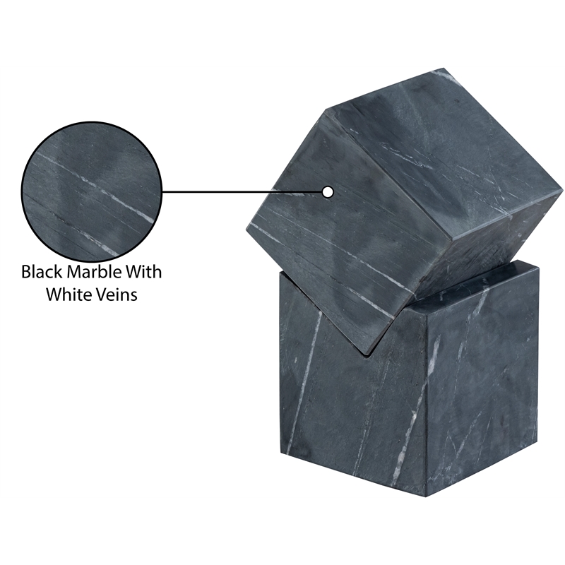 Meridian Furniture Quad Black Marble Decorative Cube