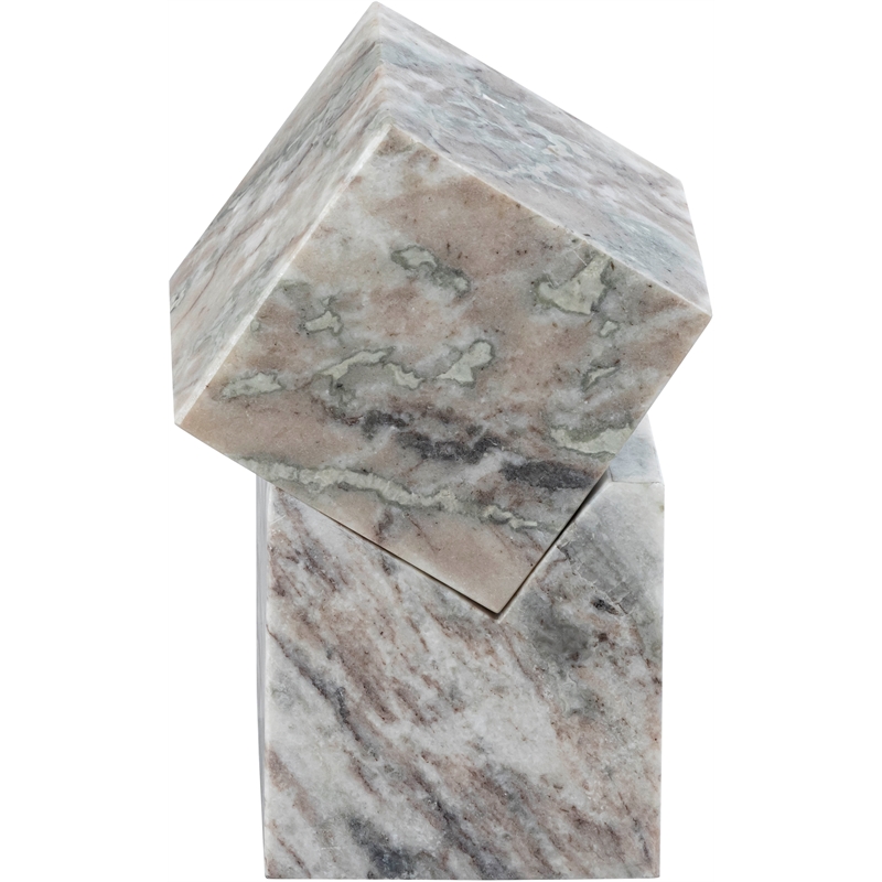 Meridian Furniture Quad Brown Marble Decorative Cube
