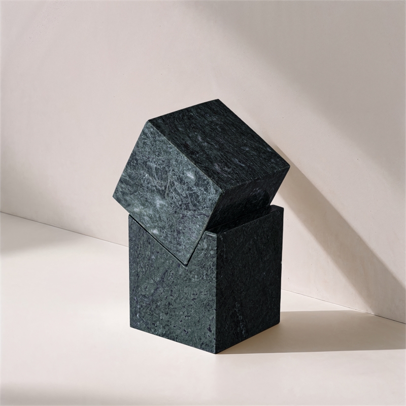 Meridian Furniture Quad Green Marble Decorative Cube