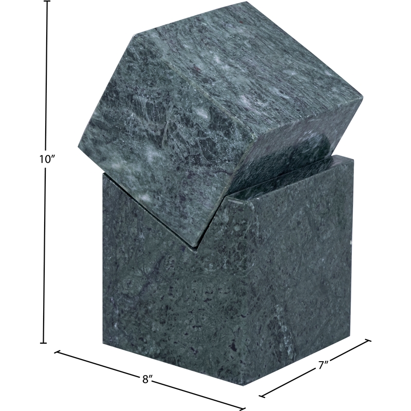 Meridian Furniture Quad Green Marble Decorative Cube