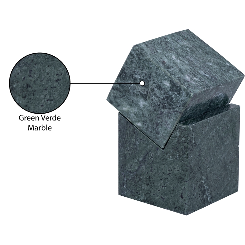Meridian Furniture Quad Green Marble Decorative Cube