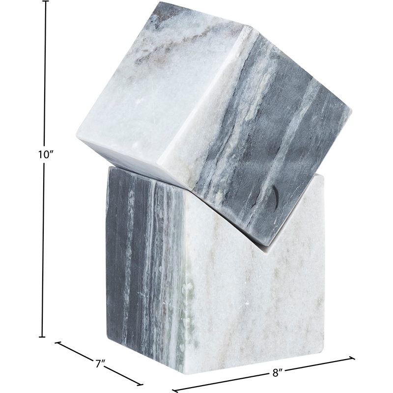 Meridian Furniture Quad Panda Marble Decorative Cube