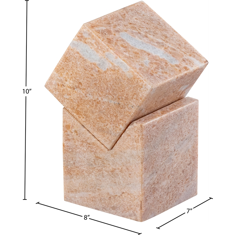Meridian Furniture Quad Pink Marble Decorative Cube