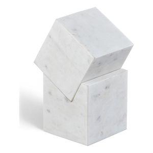 Meridian Furniture Quad White Marble Decorative Cube