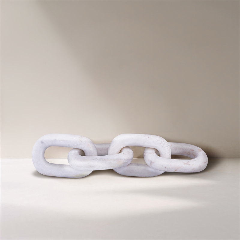 Meridian Furniture Lynx White Marble Decorative Chain Links