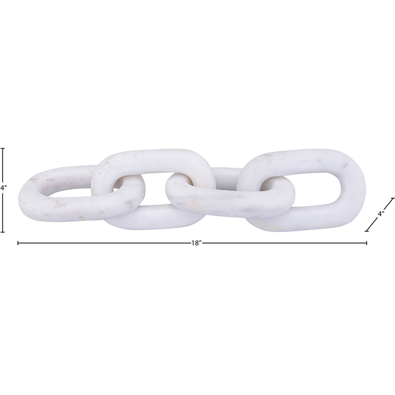 Meridian Furniture Lynx White Marble Decorative Chain Links