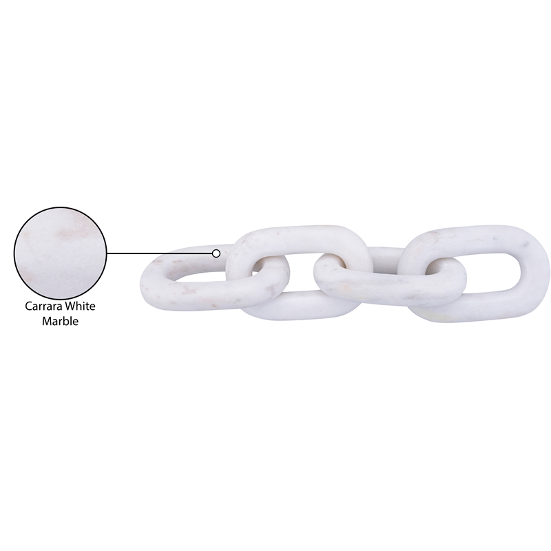 Meridian Furniture Lynx White Marble Decorative Chain Links