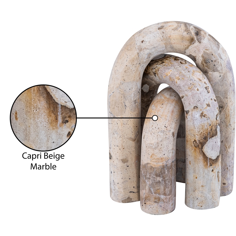 Meridian Furniture Arco Beige Marble 3pc. Decorative Object