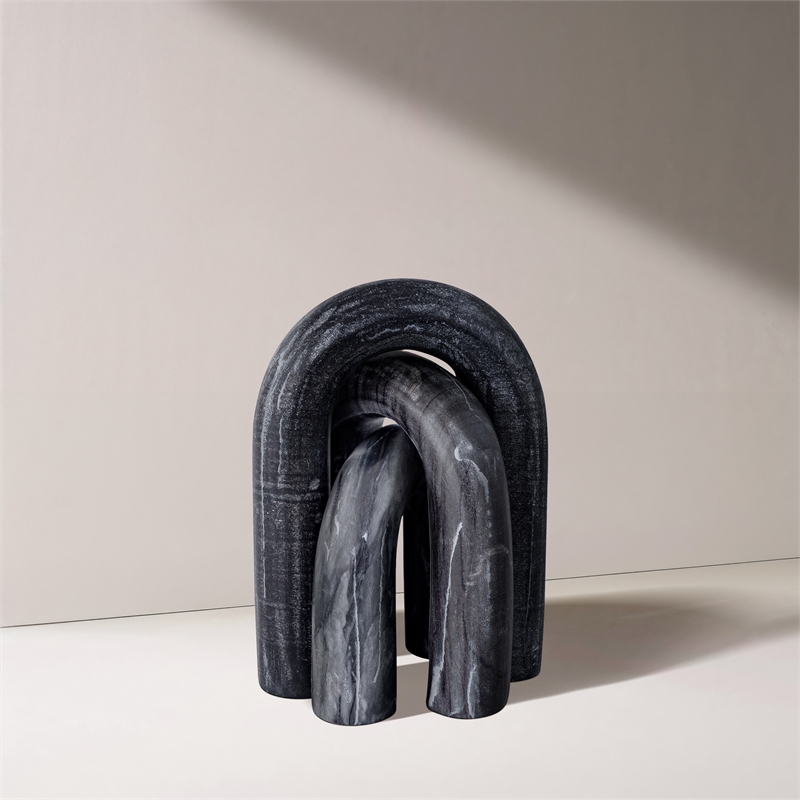 Meridian Furniture Arco Black Marble 3pc. Decorative Object