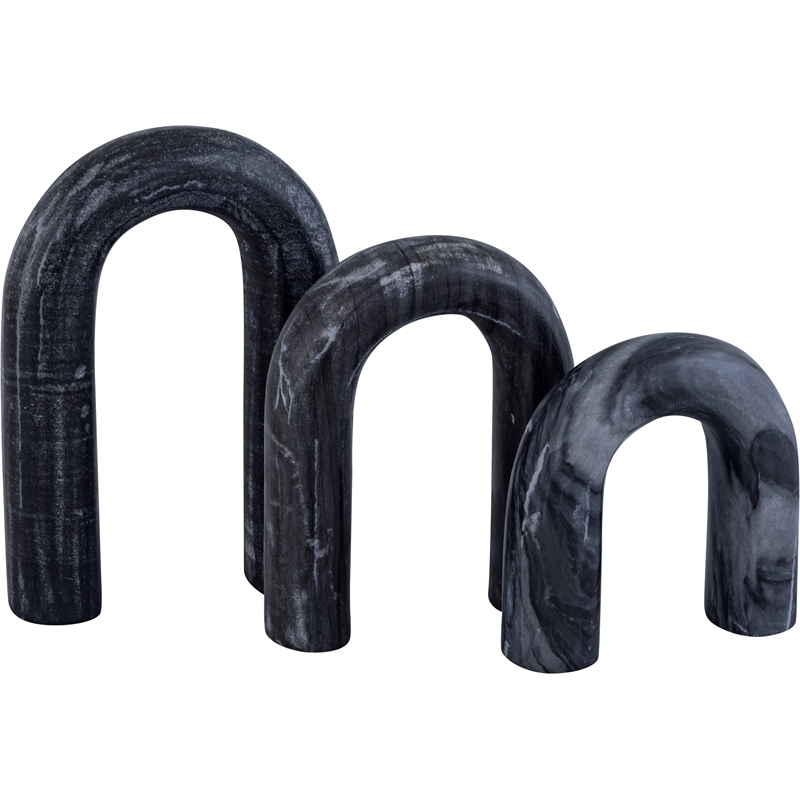 Meridian Furniture Arco Black Marble 3pc. Decorative Object