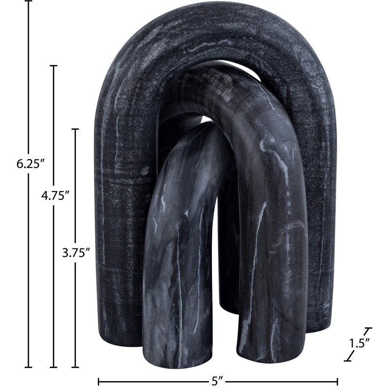Meridian Furniture Arco Black Marble 3pc. Decorative Object