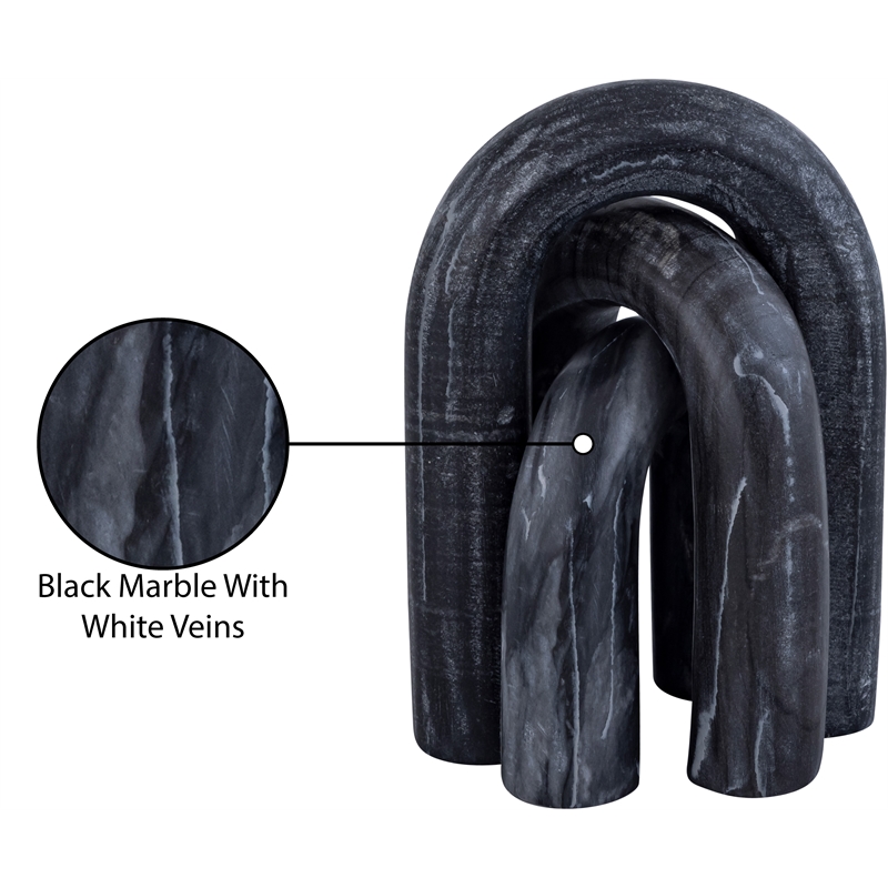 Meridian Furniture Arco Black Marble 3pc. Decorative Object
