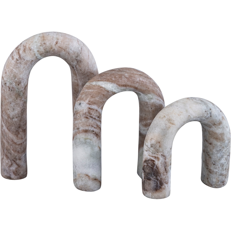 Meridian Furniture Arco Brown Marble 3pc. Decorative Object