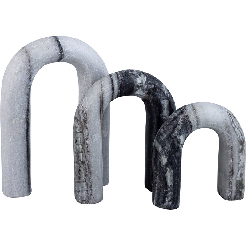 Meridian Furniture Arco Panda Marble 3pc. Decorative Object