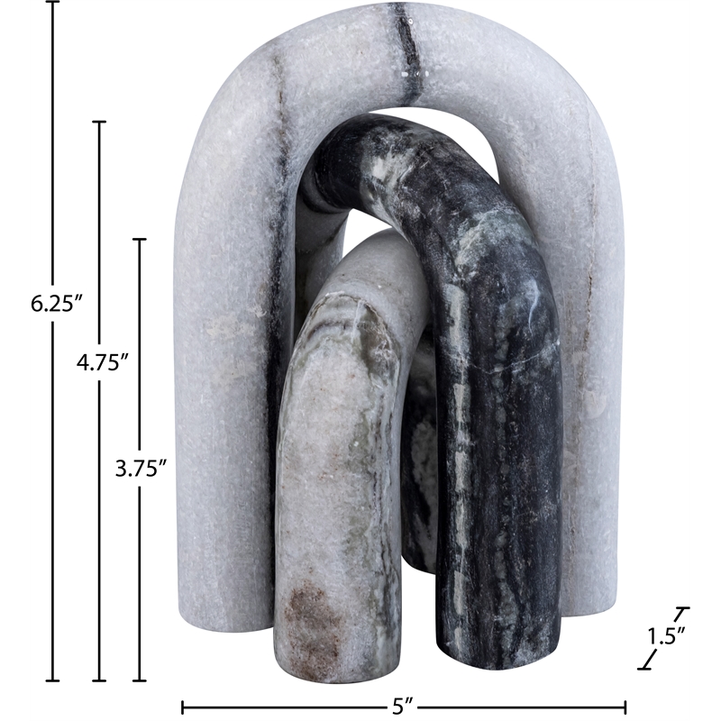 Meridian Furniture Arco Panda Marble 3pc. Decorative Object