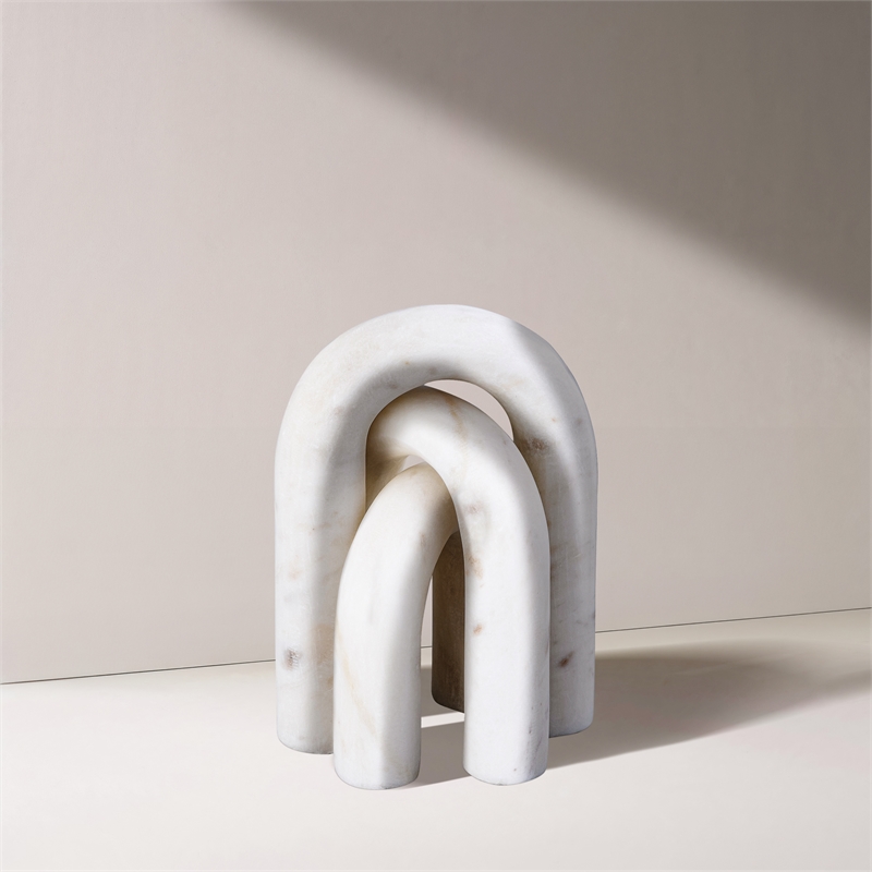 Meridian Furniture Arco White Marble 3pc. Decorative Object