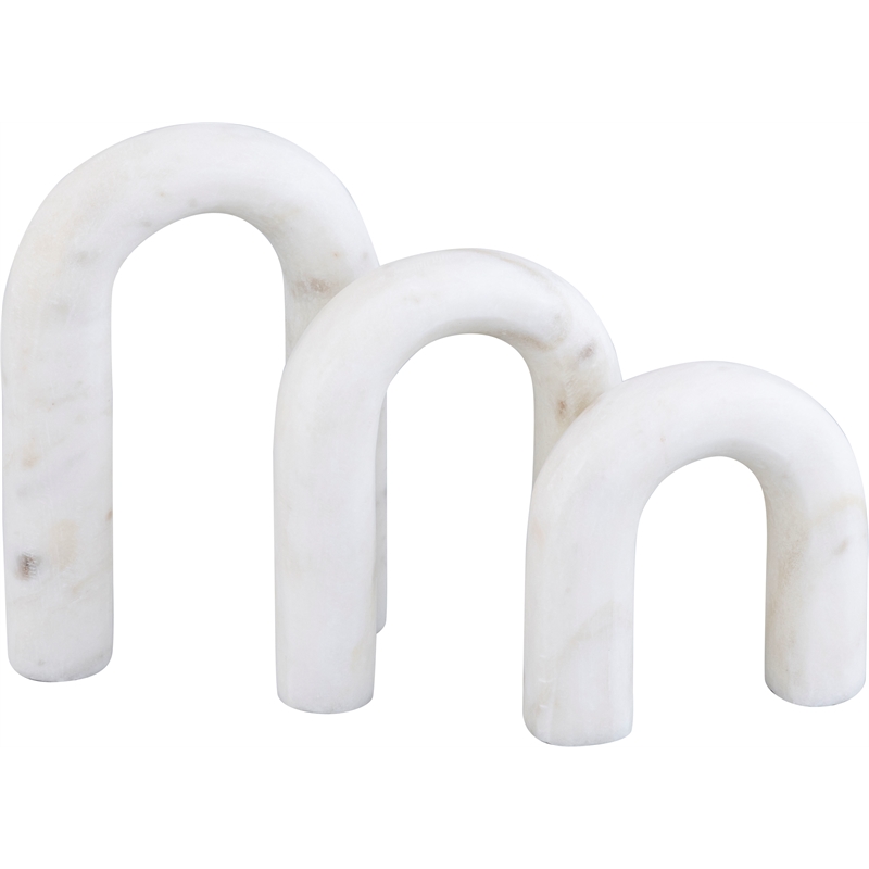Meridian Furniture Arco White Marble 3pc. Decorative Object