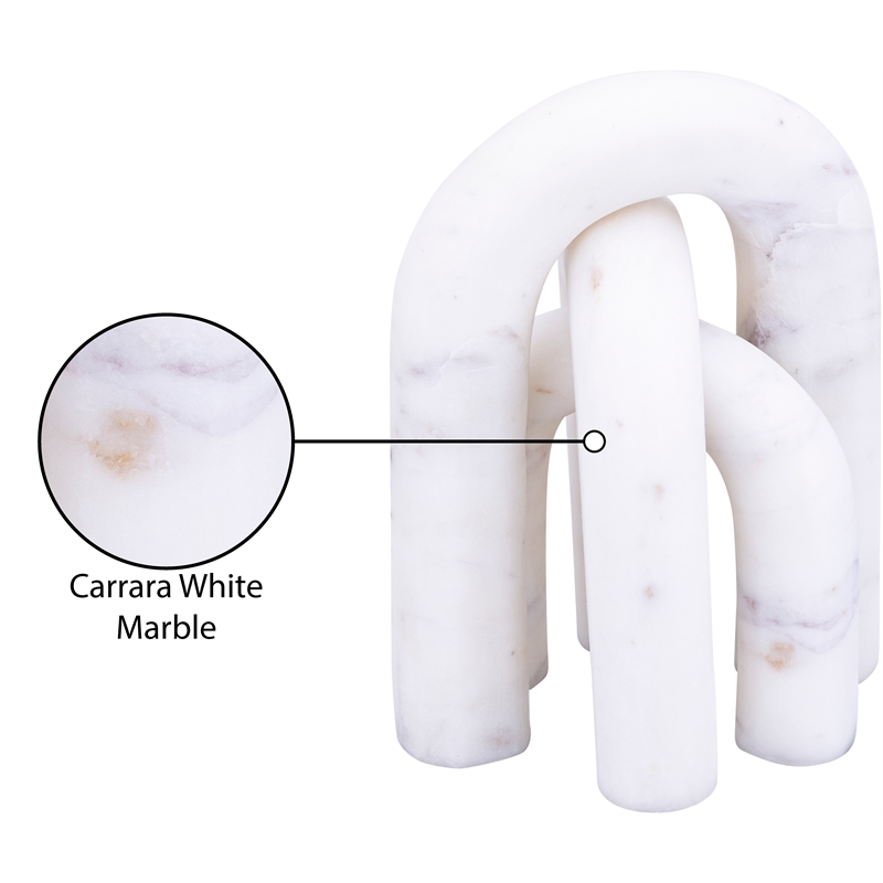 Meridian Furniture Arco White Marble 3pc. Decorative Object