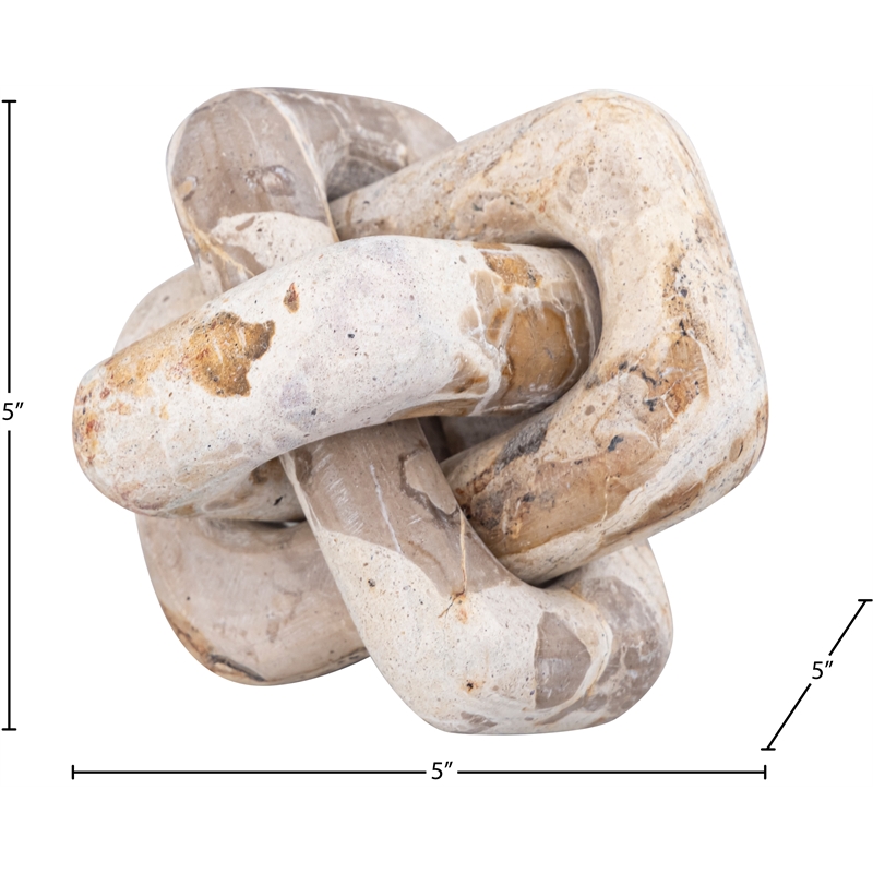 Meridian Furniture Bond Beige Marble Decorative Knot