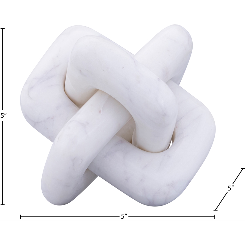 Meridian Furniture Bond White Marble Decorative Knot