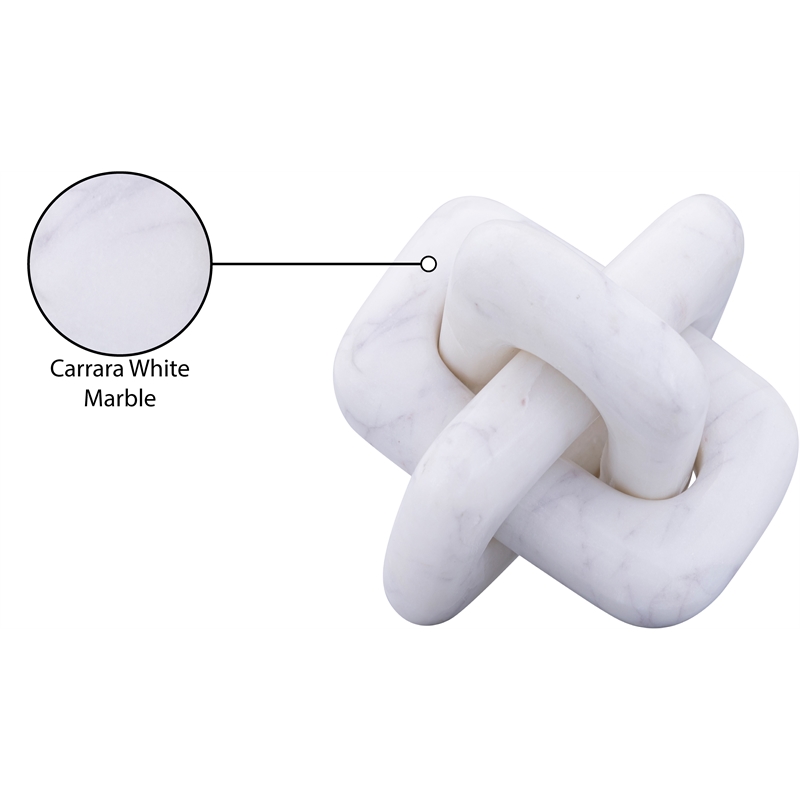 Meridian Furniture Bond White Marble Decorative Knot