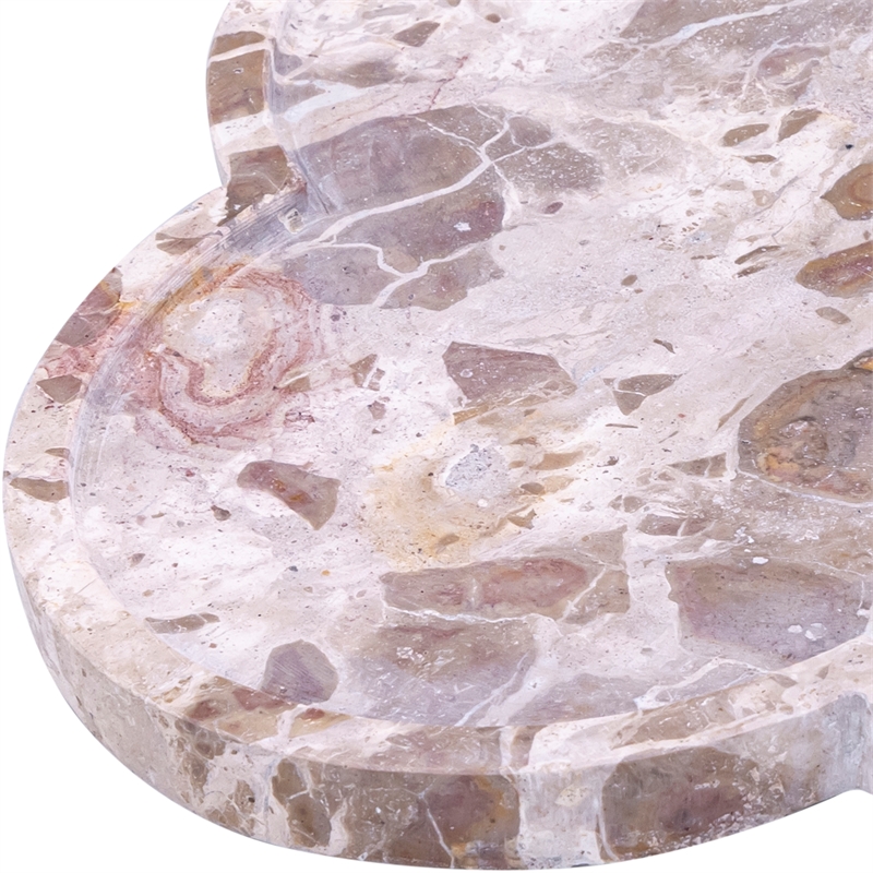Meridian Furniture Rimini Beige Clover Shaped Marble Tray
