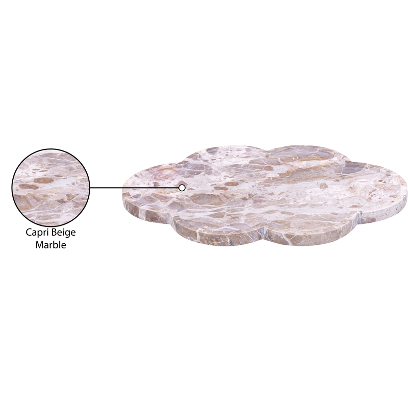 Meridian Furniture Rimini Beige Clover Shaped Marble Tray