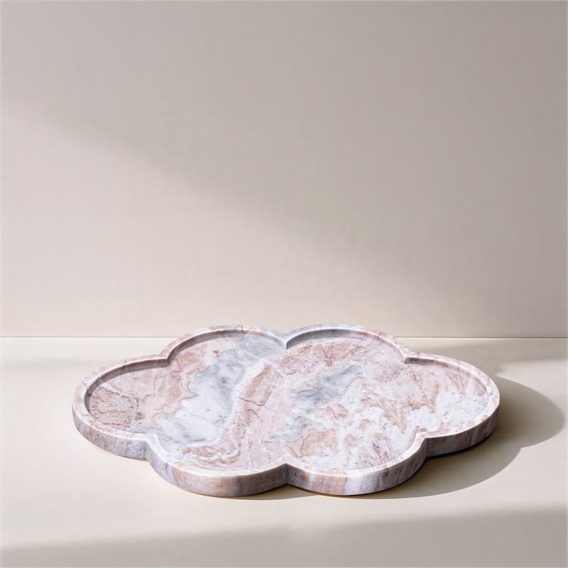 Meridian Furniture Rimini Brown Clover Shaped Marble Tray
