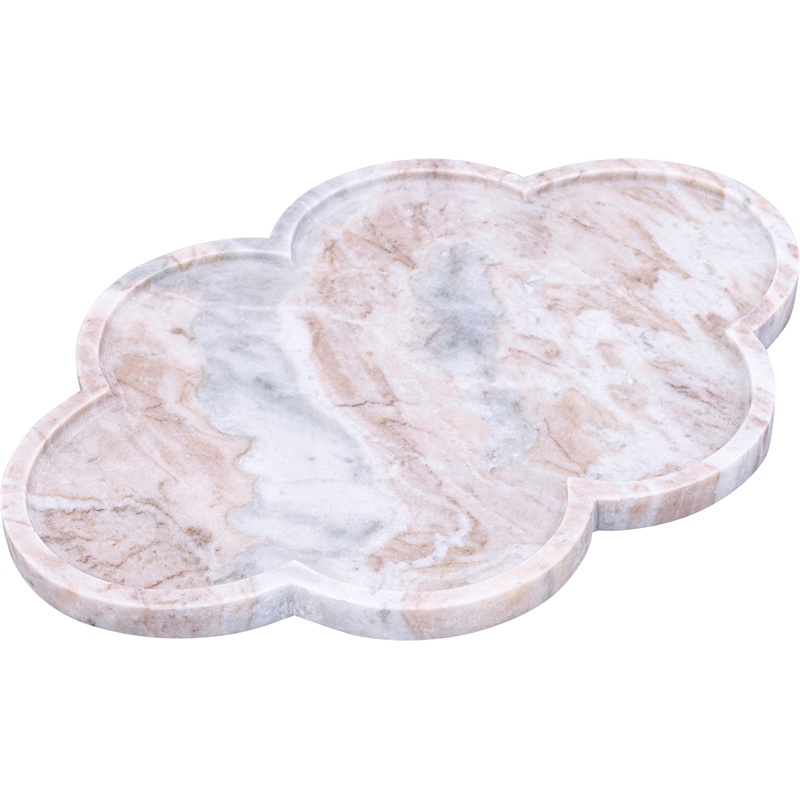 Meridian Furniture Rimini Brown Clover Shaped Marble Tray