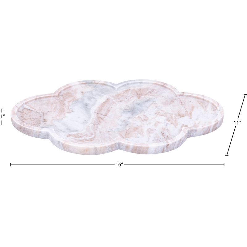 Meridian Furniture Rimini Brown Clover Shaped Marble Tray