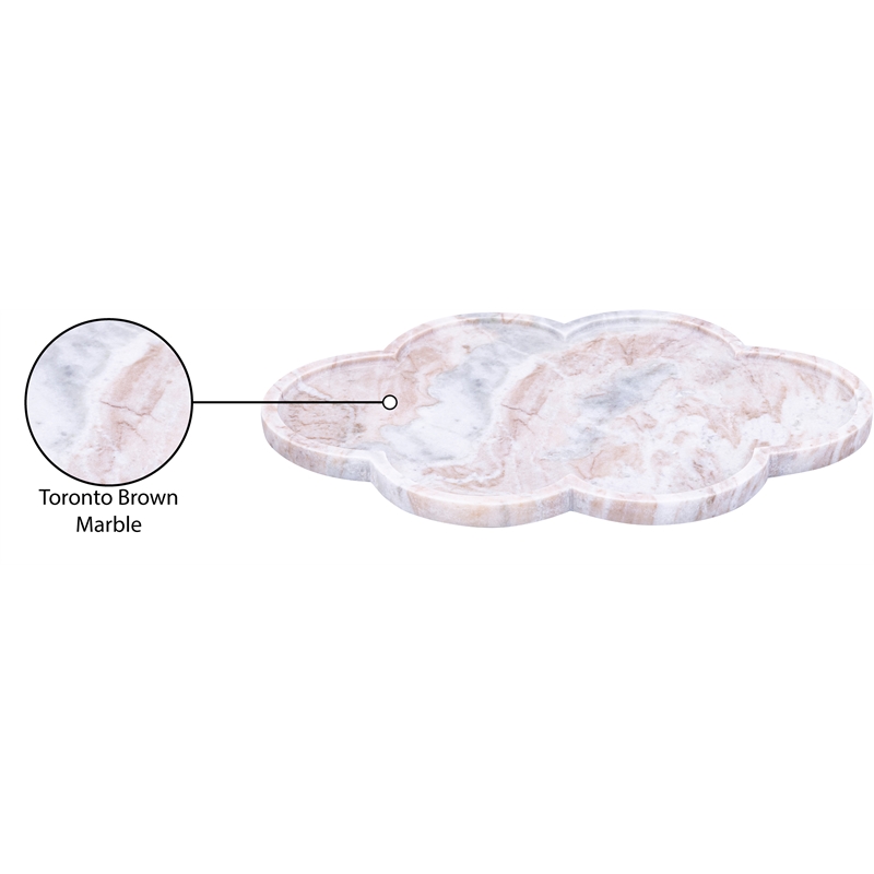 Meridian Furniture Rimini Brown Clover Shaped Marble Tray