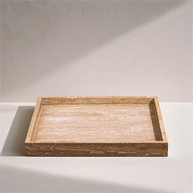 Meridian Furniture Barletta Beige Square Travertine Tray