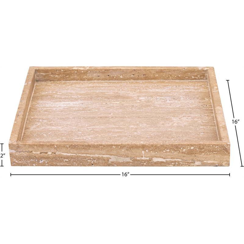 Meridian Furniture Barletta Beige Square Travertine Tray