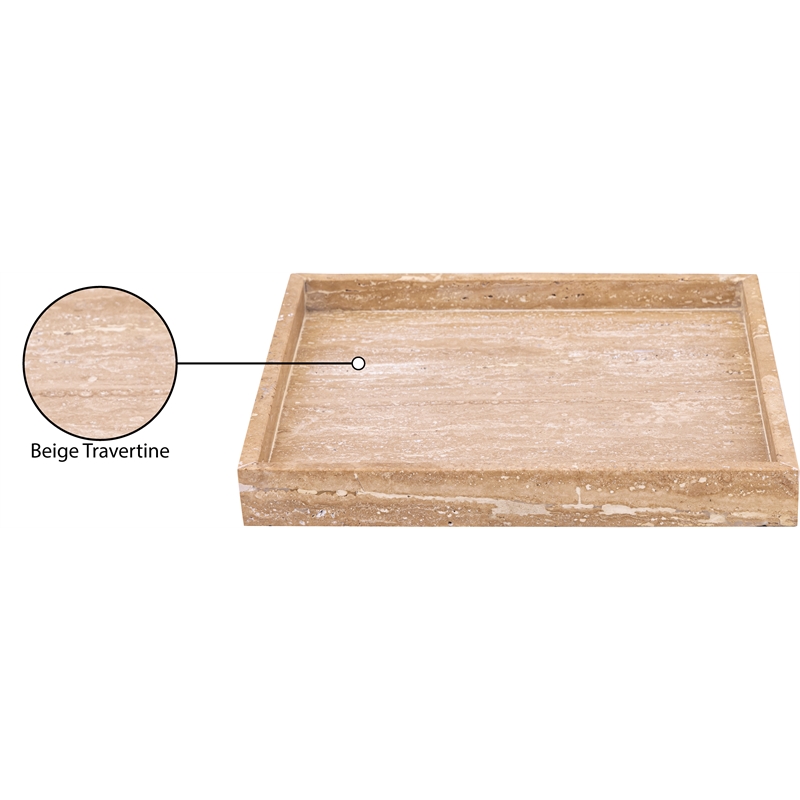 Meridian Furniture Barletta Beige Square Travertine Tray
