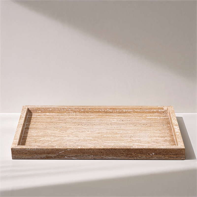 Meridian Furniture Barletta Beige Rectangular Travertine Tray