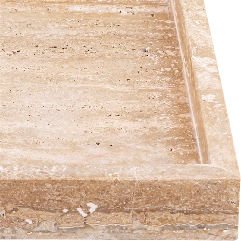 Meridian Furniture Barletta Beige Rectangular Travertine Tray