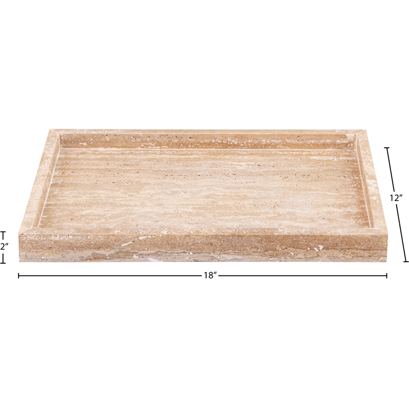 Meridian Furniture Barletta Beige Rectangular Travertine Tray