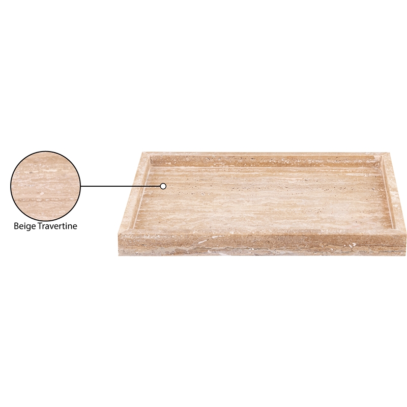 Meridian Furniture Barletta Beige Rectangular Travertine Tray