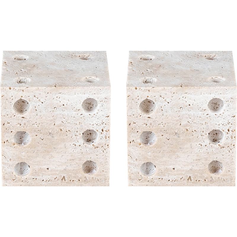 Meridian Furniture Dice Beige Travertine Decorative Dice