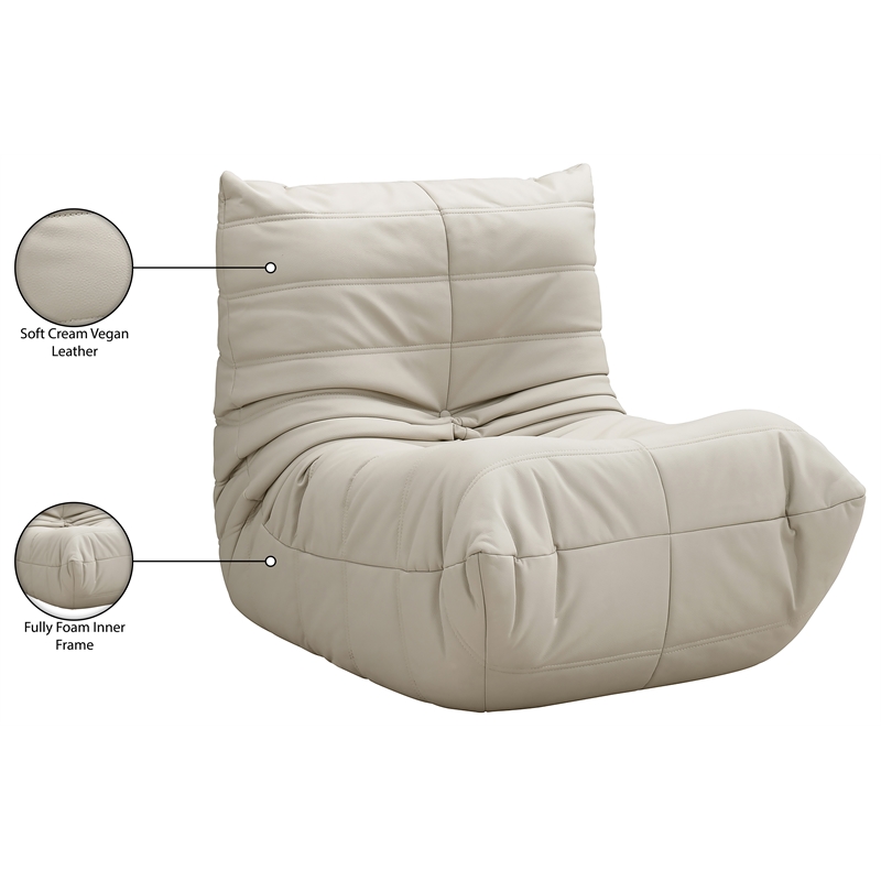 Meridian Furniture Relax Cream Vegan Leather Upholstered Chair