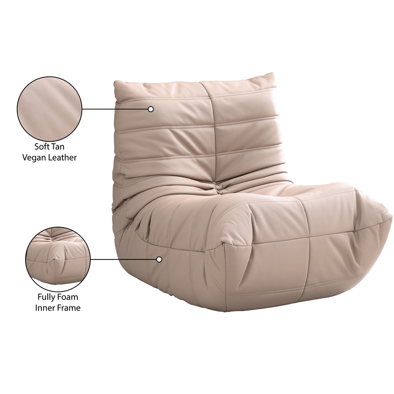 Meridian Furniture Relax Tan Vegan Leather Upholstered Chair