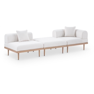 Meridian Furniture 106.5&quot Cream Laguna Olefin 3pc. Patio Modular Sofa