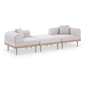 Meridian Furniture 106.5&quot Beige Laguna Olefin 3pc. Patio Modular Sofa