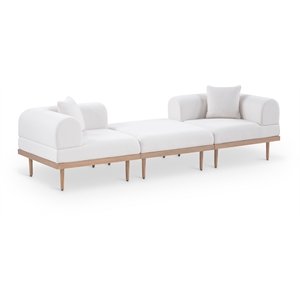 Meridian Furniture 106.5&quot Cream Laguna Olefin 3pc. Patio Modular Sofa